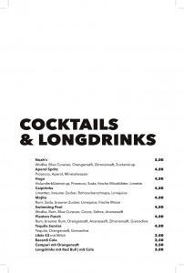 Getränkekarte - Cocktails 
